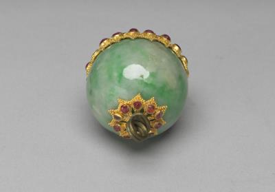 图片[3]-Jadeite button inlaid with gold and gems, Qing dynasty, 18th-19th c., work of the Muslim regions-China Archive